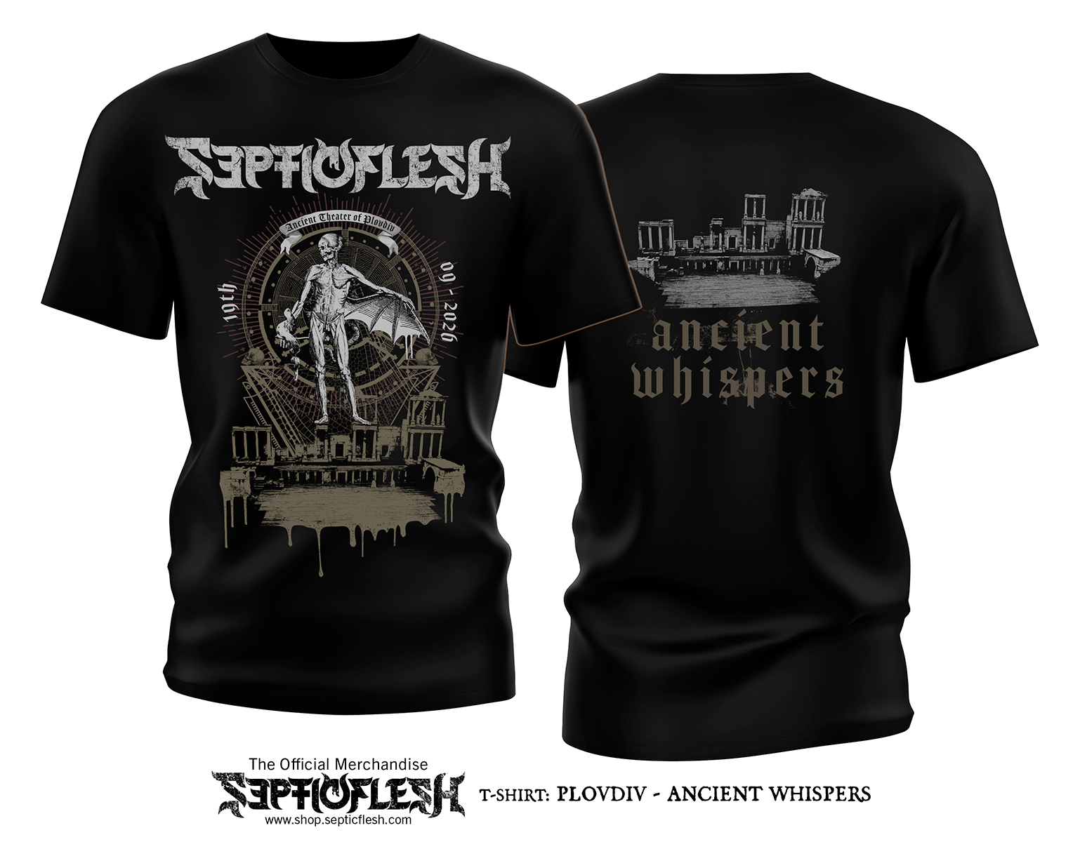 septicflesh ancient whispers plovdiv 2026 tshirt mockup septicflesh ancient whispers plovdiv 2026 tshirt mockup